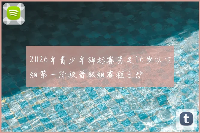 2026年青少年锦标赛男足16岁以下组第一阶段晋级组赛程出炉