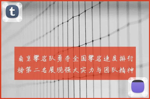 南京攀岩队勇夺全国攀岩速度排行榜第二名展现强大实力与团队精神